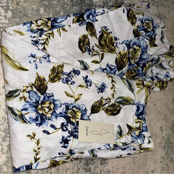 Joie Linen Pants with Blue and Green Floral Design - Picture 1 of 6